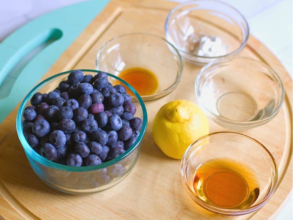 ingredients for blueberry compote with fresh blueberries