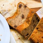 slices of keto banana bread on a cutting board