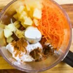 carrot cake vegan dip ingredients in a food processor