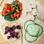fillings in a hummus wrap tortilla