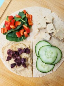 fillings in a hummus wrap tortilla