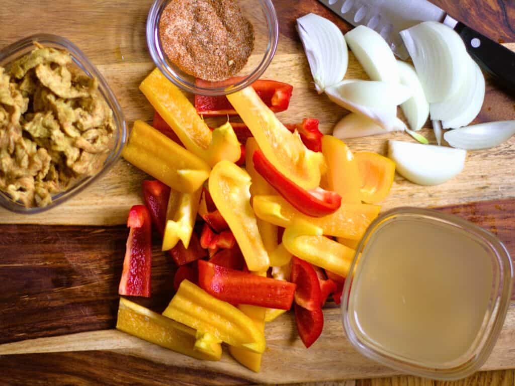 ingredients for Instant Pot Veggie Fajitas