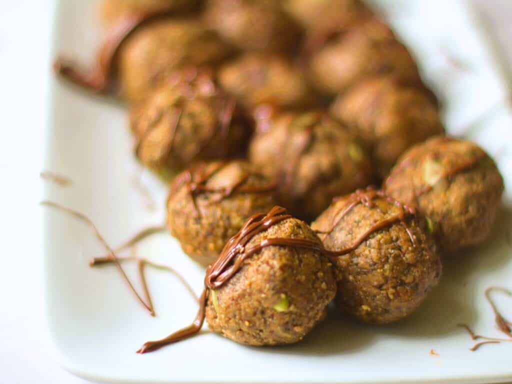 vegan protein balls on a plate