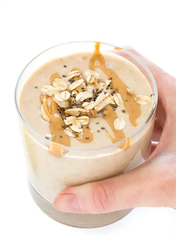 a vegan shake held in a hand