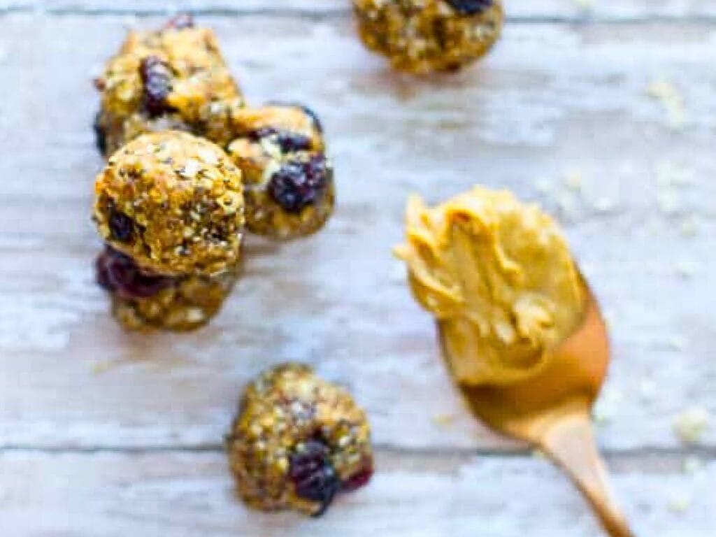 energy protein balls with a spoonful of peanut butter