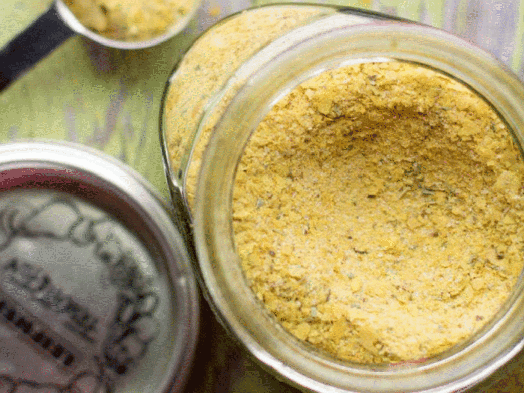 vegetable bouillon powder in a glass jar