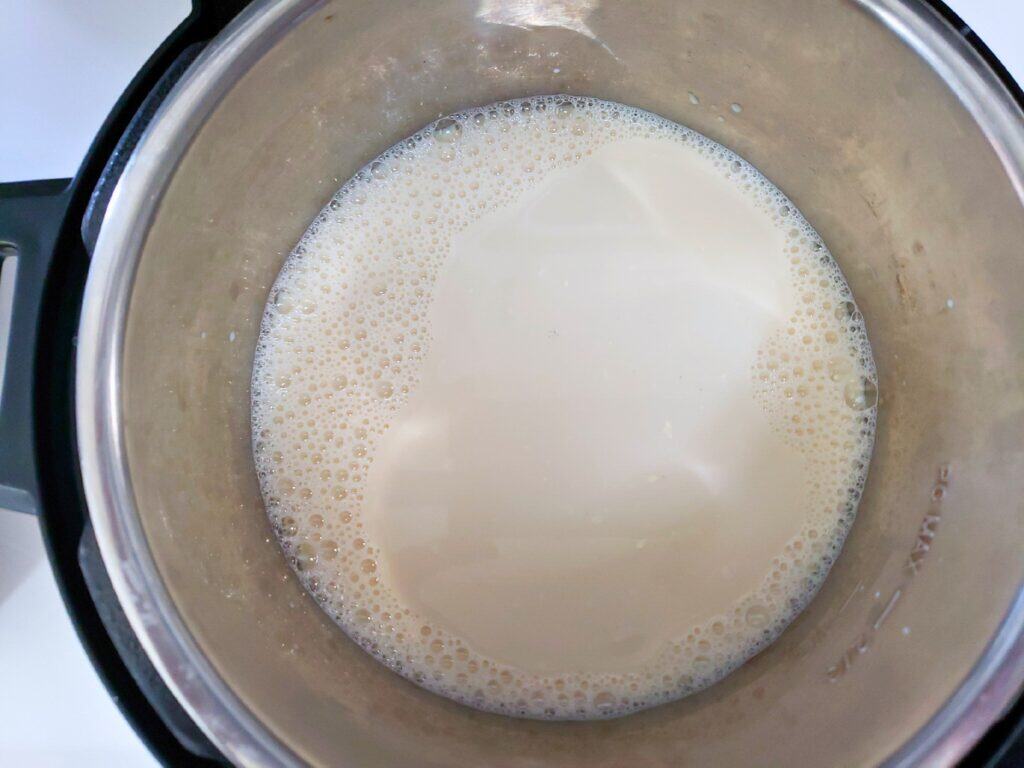 Instant Pot filled with soy milk