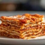 lasagna with plant based ricotta on a white plate