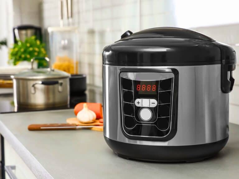 a pressure cooker sitting on a kitchen counter