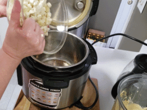 potatoes pouring into an instant pot
