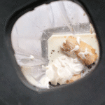 vanilla protein shake ingredients in a blender