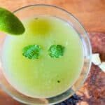 matcha mocktail with lime and mint
